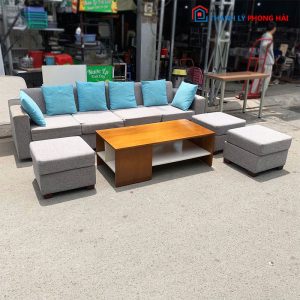 Bộ Sofa Bọc Nỉ 2m5 Kèm Bàn Trà Cũ