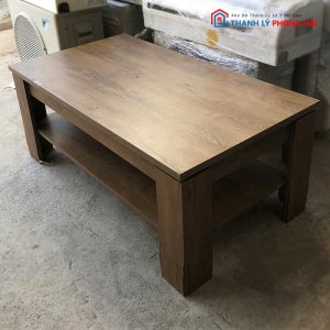 Bộ Sofa Bọc Vải Xám Góc L Kèm Bàn Trà Gỗ Cũ