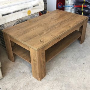 Bộ Sofa Bọc Vải Xám Góc L Kèm Bàn Trà Gỗ Cũ