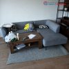 Bộ Sofa Bọc Vải Xám Góc L Kèm Bàn Trà Gỗ Cũ