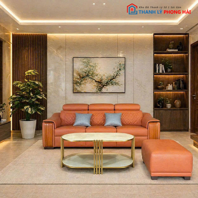 bo-sofa-camell-go-boc-da-3-mon-2 Bộ Sofa Camell Go Bọc Da 3 Món Mới 99% (Nhiều Màu)