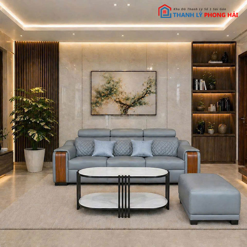 bo-sofa-camell-go-boc-da-3-mon-4 Bộ Sofa Camell Go Bọc Da 3 Món Mới 99% (Nhiều Màu)