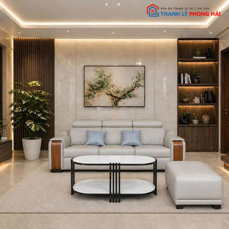 bo-sofa-camell-go-boc-da-3-mon-7 Bộ Sofa Camell Go Bọc Da 3 Món Mới 99% (Nhiều Màu)