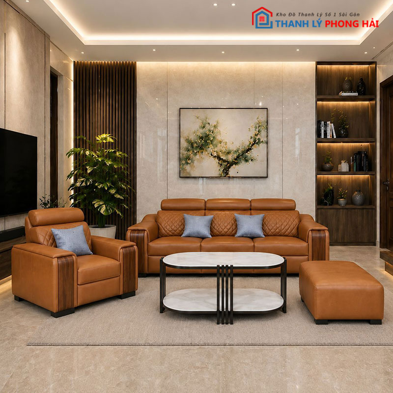 bo-sofa-camell-go-boc-da-moi-99-4 Bộ Sofa Camell Go Bọc Da Mới 99% (Nhiều Màu)