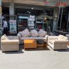 Bộ Sofa Chi Lai Bọc Vải Kèm Bàn Trà Gỗ Cũ