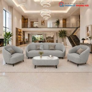Bộ Sofa Da Bella Kèm Bàn Trà Mới 99%