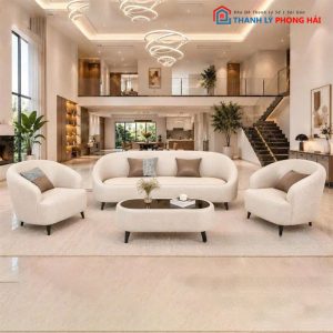 Bộ Sofa Da Bella Kèm Bàn Trà Mới 99%