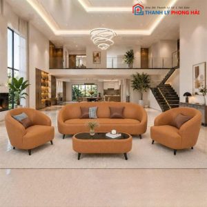 Bộ Sofa Da Bella Kèm Bàn Trà Mới 99%