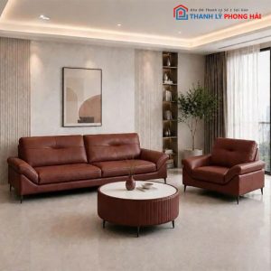Bộ Sofa Da Hitachi Kèm Bàn Trà Mới 99%