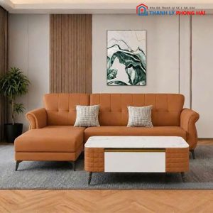 Bộ Sofa Da Nordic Góc L Kèm Bàn Mới 99%