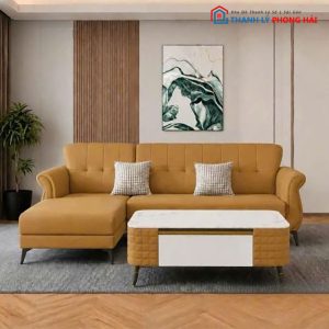 Bộ Sofa Da Nordic Góc L Kèm Bàn Mới 99%