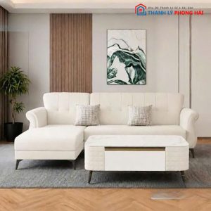 Bộ Sofa Da Nordic Góc L Kèm Bàn Mới 99%