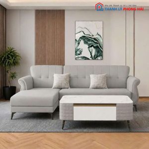 Bộ Sofa Da Nordic Góc L Kèm Bàn Mới 99%