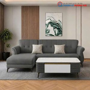 Bộ Sofa Da Nordic Góc L Kèm Bàn Mới 99%