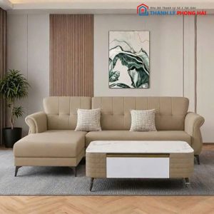 Bộ Sofa Da Nordic Góc L Kèm Bàn Mới 99%