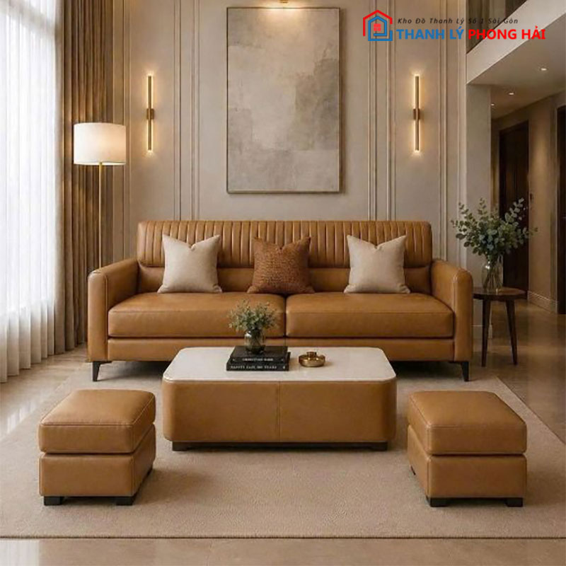 bo-sofa-da-sony-kem-ban-va-2-don-1 Bộ Sofa Da Sony Kèm Bàn Và 2 Đôn Mới 99%