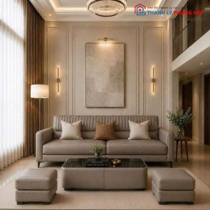 Bộ Sofa Da Sony Kèm Bàn Và 2 Đôn Mới 99%