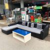 Bộ Sofa Góc L Bọc Da Đệm Nỉ Kèm Bàn Cũ