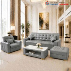Thanh Lý Bộ Sofa Porsche Đính Nút Mới 99%