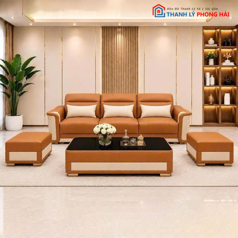 bo-sofa-toshiba-boc-da-2 Bộ Sofa Toshiba Bọc Da Mới 99% (Nhiều Màu)