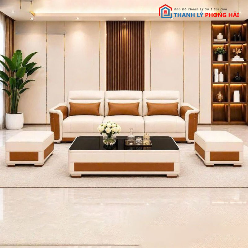 bo-sofa-toshiba-boc-da-6 Bộ Sofa Toshiba Bọc Da Mới 99% (Nhiều Màu)