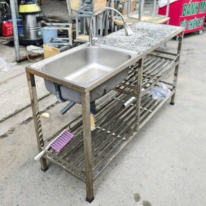 Bồn Rửa Chén Inox 1m4 Kèm Mặt Đá Cũ