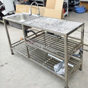 Bồn Rửa Chén Inox 1m4 Kèm Mặt Đá Cũ