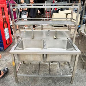 Bồn Rửa Chén Inox 2 Hộc Kèm Kệ Cũ