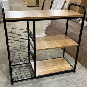 Kệ Bếp Khung Sắt 90cm Lưới Mặt Gỗ MDF Mới 99%