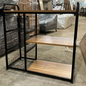 Kệ Bếp Khung Sắt 90cm Lưới Mặt Gỗ MDF Mới 99%