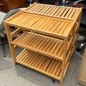 Kệ Giày Dép Gỗ Tự Nhiên 3 Tầng Cũ