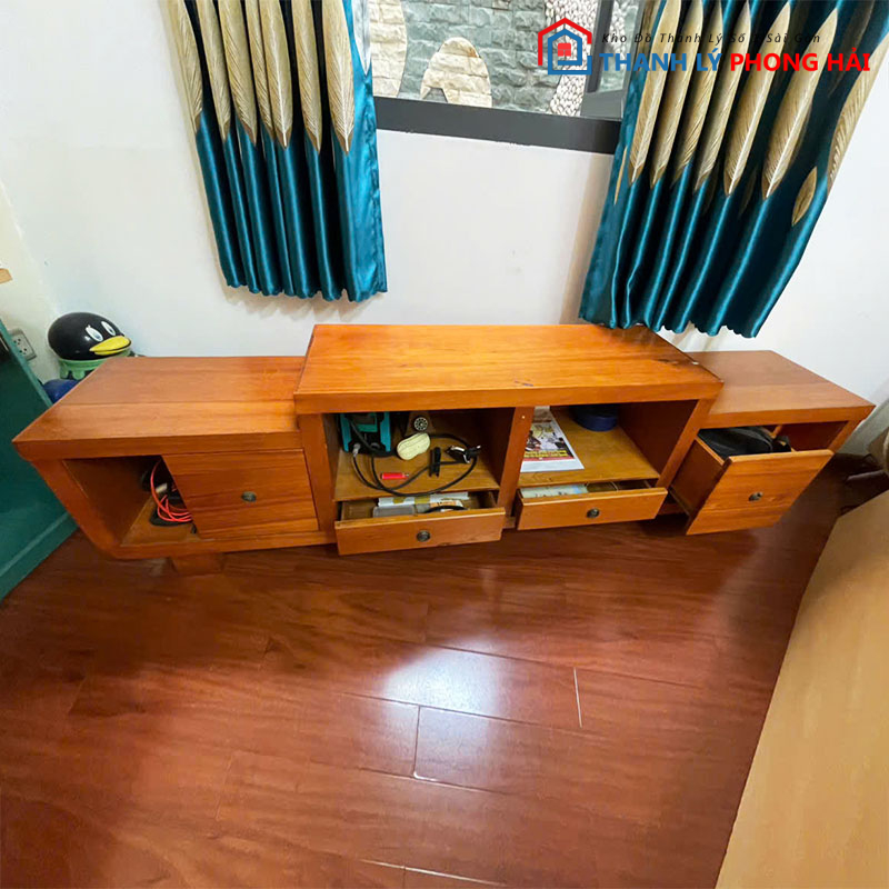ke-tivi-go-xoan-dao-nhieu-ngan-cu-1 Kệ Tivi Gỗ Xoan Đào Nhiều Ngăn Cũ