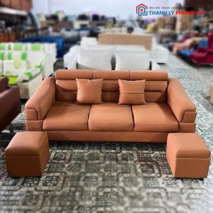 Sofa Băng Da 3 Chỗ Màu Kem Mới 99%