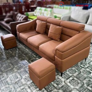 Sofa Băng Da 3 Chỗ Màu Kem Mới 99%