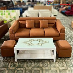 Sofa Băng Da 3 Chỗ Màu Kem Mới 99%