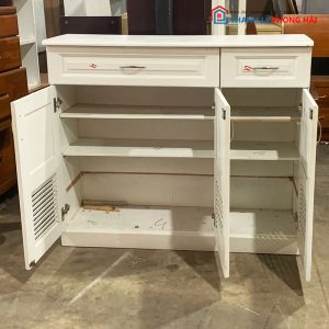Tủ Giày Dép Gỗ 1m1 Màu Trắng Cũ