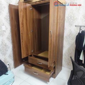 Tủ Quần Áo 3 Cánh Gỗ MDF Kèm 2 Hộc Kéo Cũ