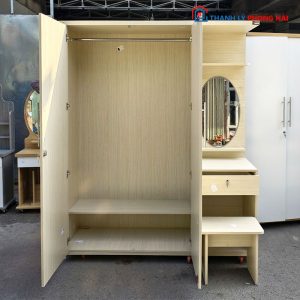 Tủ Quần Áo MDF Lõi Xanh 1m6 Kèm Bàn Trang Điểm Mới 99%