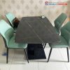 Bàn Ăn Mặt Đá Chân Chữ X Kèm Ghế Da Cũ