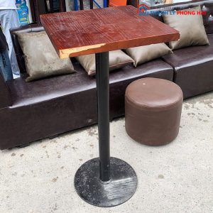 Bàn Bar Chân Sắt Mặt Gỗ Sơn Nâu Cũ