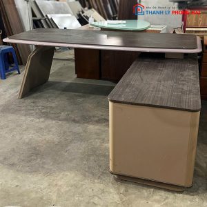 Bàn Giám Đốc Gỗ MDF Kèm Tủ Hồ Sơ Góc L Cũ