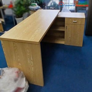 Bàn Giám Đốc Gỗ MDF Cũ Kèm Tủ Hồ Sơ Góc L