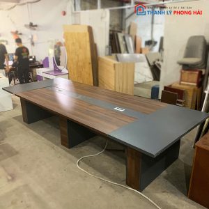 Bàn Họp Gỗ Công Nghiệp 3m6 Phối Xám Nâu Cũ