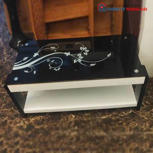 Bàn Sofa 2 Tầng Mặt Kính Đen Cũ