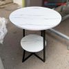 Bàn Sofa 2 Tầng Mặt Vân Đá Trắng Cũ