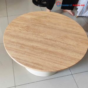 Bàn Sofa Bệt Mặt Gỗ Chân Tròn Cũ