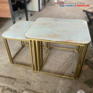 Bàn Sofa Đôi Cũ Mặt Kính Vân Mây
