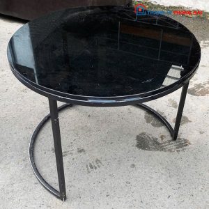 Bàn Sofa Mặt Kính Đen Chân Sắt Cũ