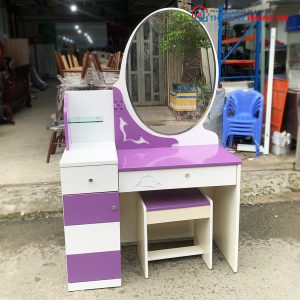 Bàn Trang Điểm Gương Oval Màu Tím Phối Trắng Cũ