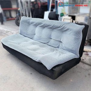 Băng Sofa Bed Bọc Vải Nhung Xám Cũ
